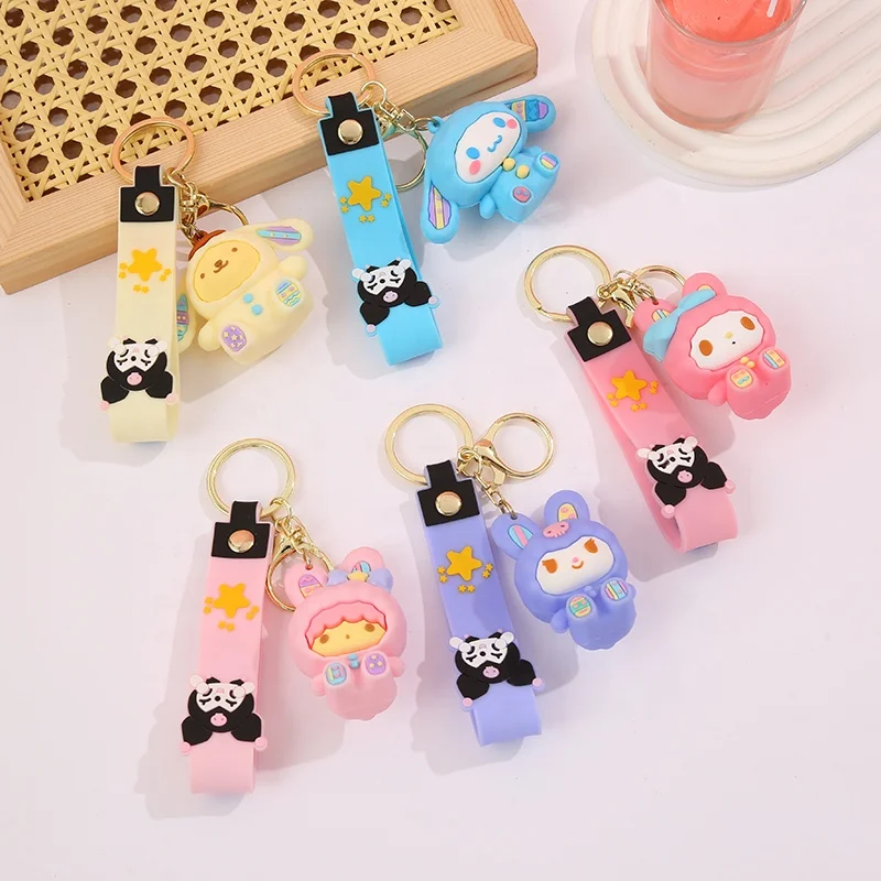 Factory direct sales 3D soft pvc keychain Kawaii Cartoon Rabbit series sanrio Car Pendant Kuromi Bag accessories Sanrio Keychain