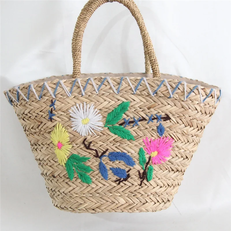 China factory supply summer handmade woven straw tote bag beach bag shopping bag