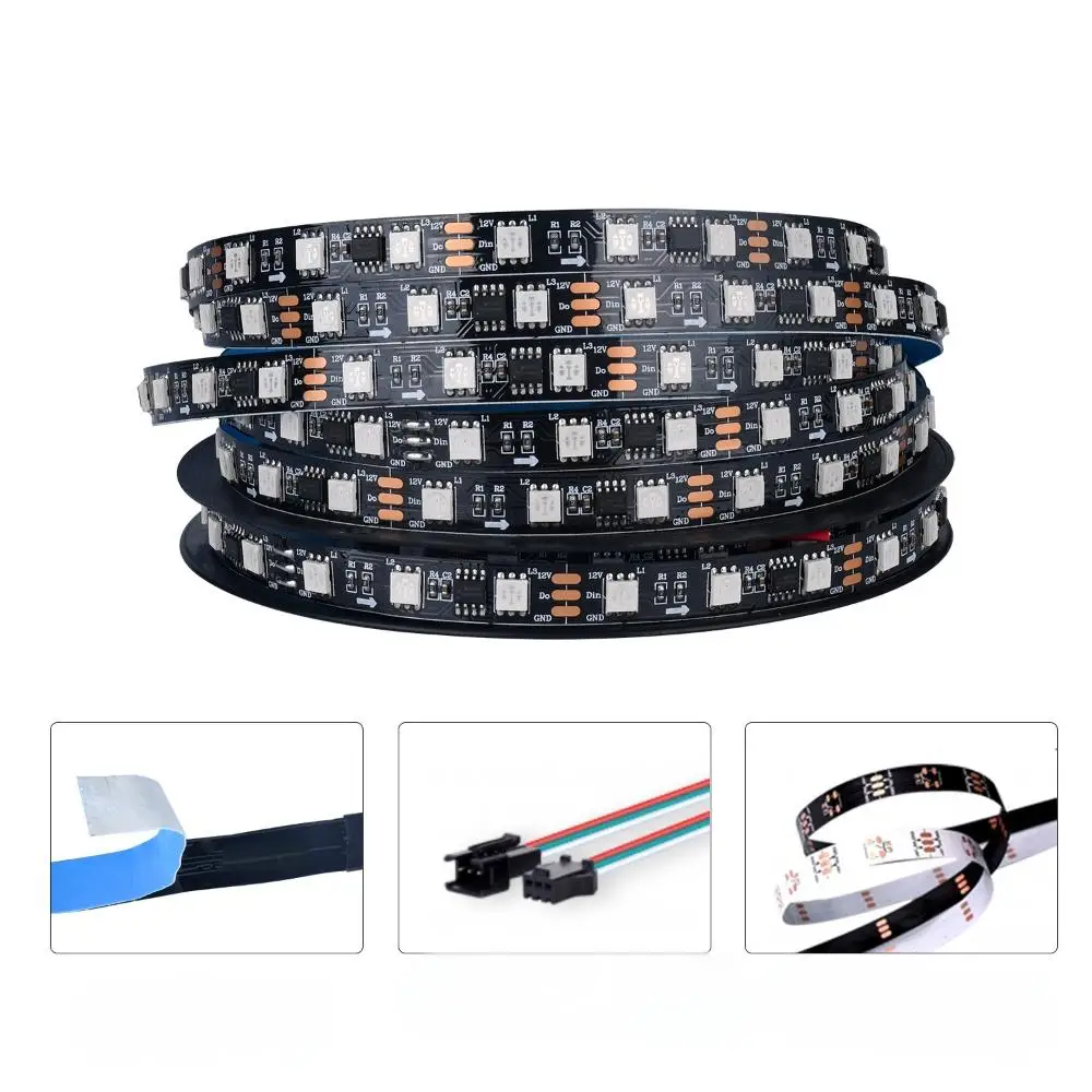 High Quality SM16703 Programmable RGB Iridescent Light Strip 20 Segments 60 Lights Black Bare Board Consumer Electronics