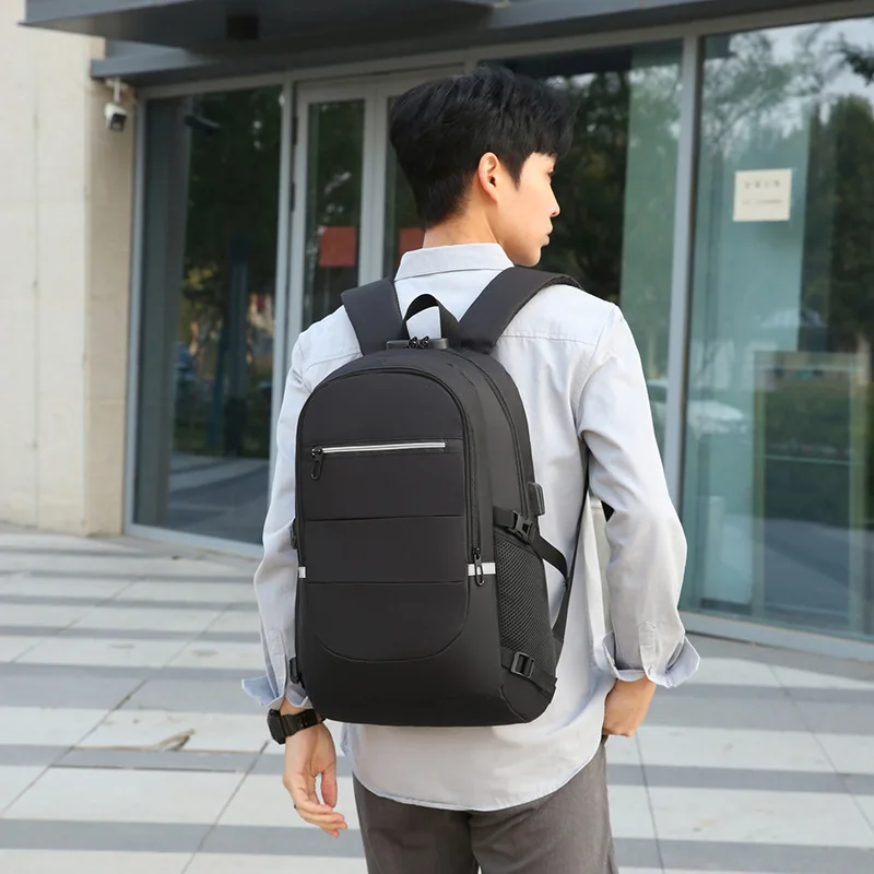 Travel Laptop Backpack With USB Simple Custom LOGO Business Laptops Backpack Waterproof College School Computer Bag Men Bag