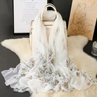 Scarf Red Designer Scarf Styles Temperament Women Wild Simple Yarn Scarf Yellow Red Champagne Flower Double-Sided Printing