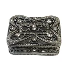 Silver Jewelry Box Jewellery Zinc Alloy Antique Silver Jewelry Storage Box Metal Trinket Jewellery Box With Crystals