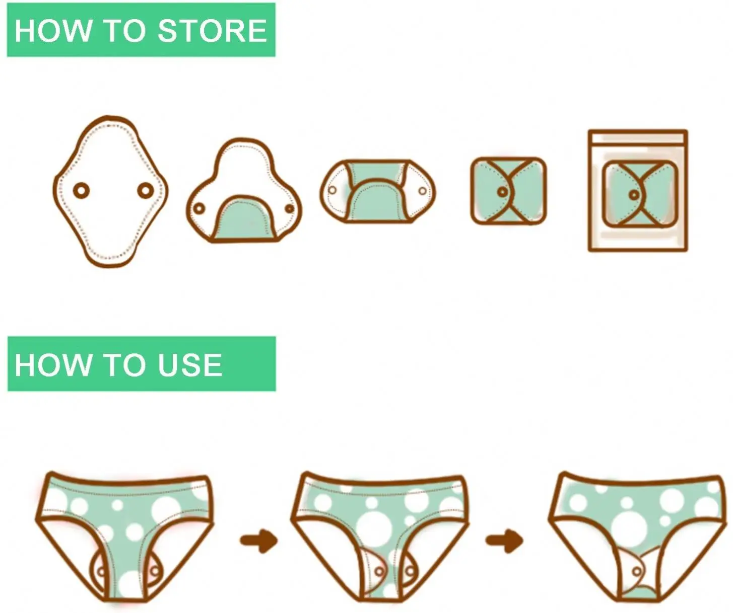 10pcs Sanitary Pad Menstrual Pads Panty Liners Reusable Washable Cloth Ladies Super Absorbent 10