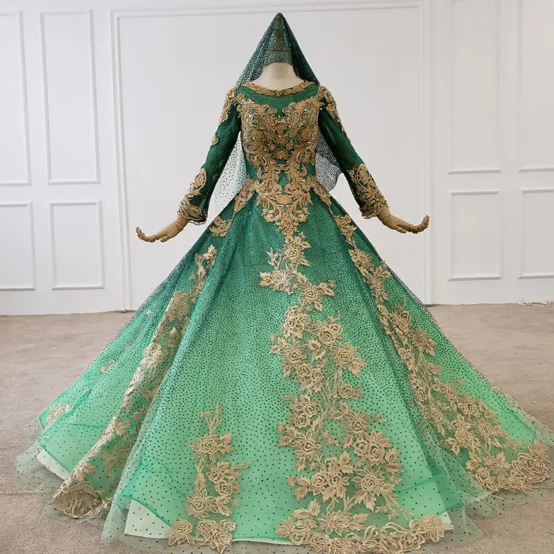 muslim wedding dress green