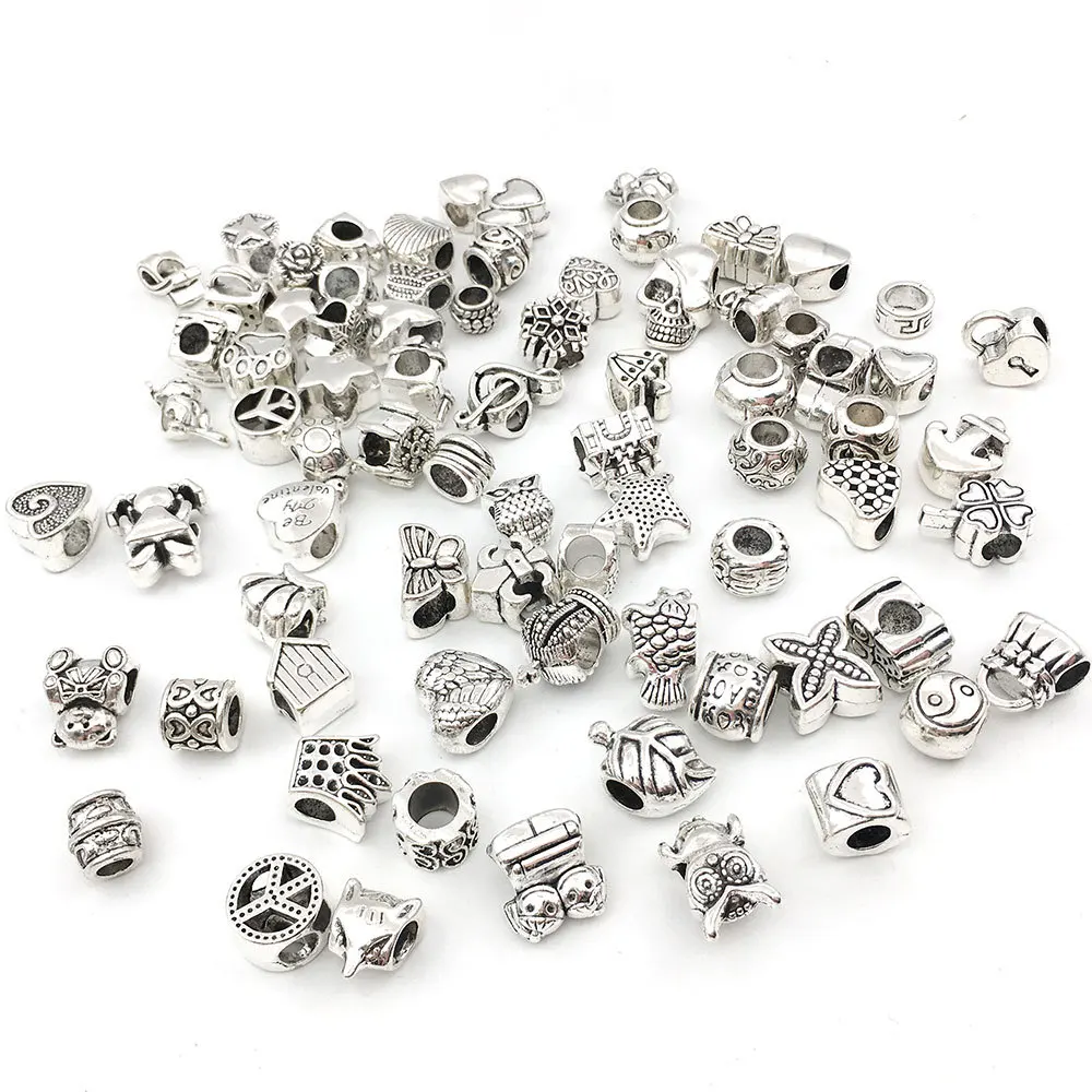 big hole rhinestone Enamel Vintage metal alloy Spacer beads for snake chain Rope Jewelry component accessories.jpg