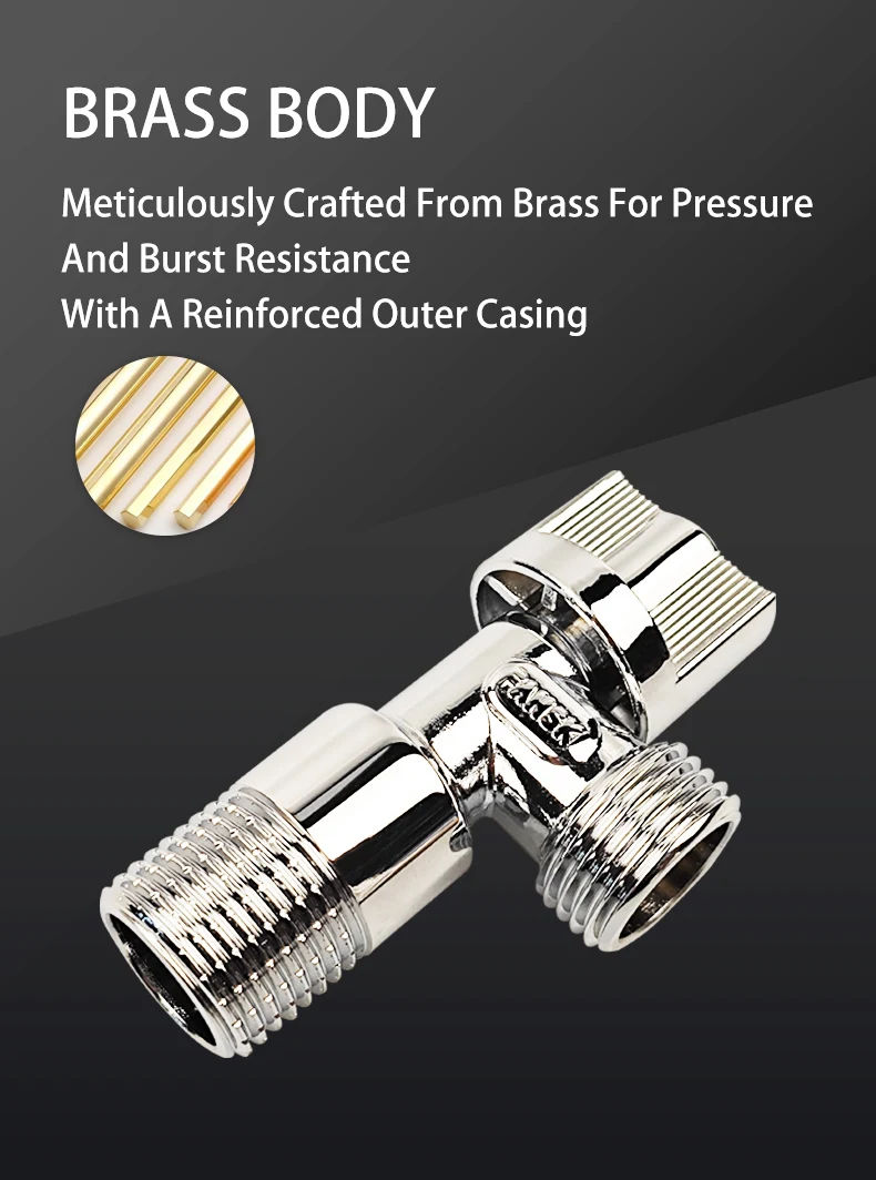 Brass High-Flow Stem Angle Valve Toilet Water Heater Full Open and Close 2 Way Male Forged Brass Angle Valve manufacture