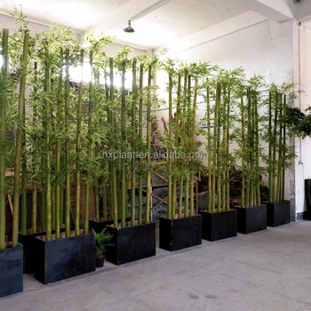 fake outdoor plants that look real,natural artificial bonsai green bamboo palnt fence plastic potted bambu tree