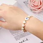 Shell Stainless Steel Pearl Beaded Blue Eye Bracelet Heart-shaped Shell Bracelet Elastic Bracelet