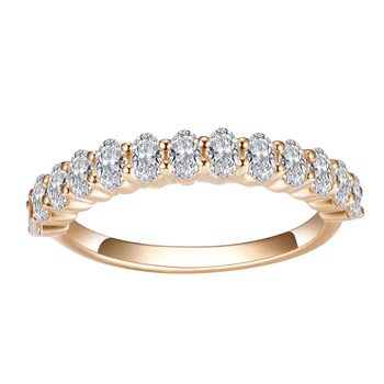 Messi Gems 18K Solid Yellow Gold Oval Cut Moissanite Eternity Band Ring For Women