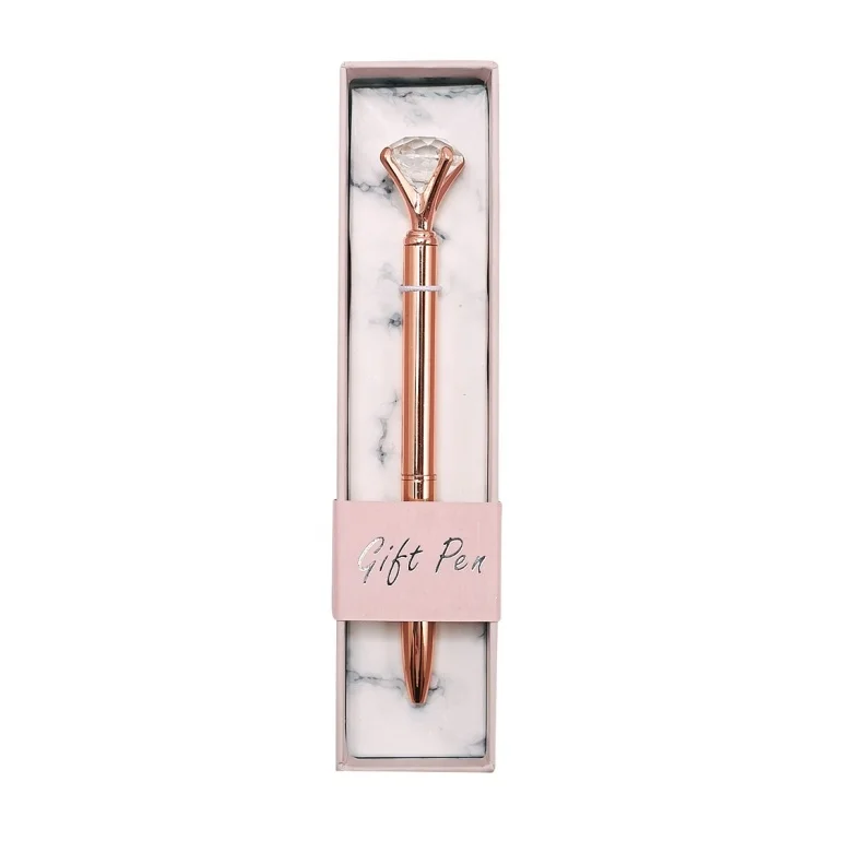 luxury diamond gift pen set, custom printing metal pen with box