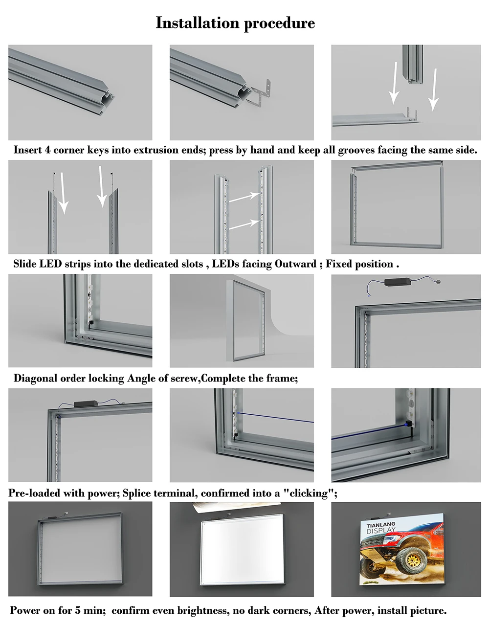 product slim snap frame aluminium profiles forbendable fabric openable slim backlit led light box case profile-10
