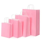 Personalized Paper Bags Shopping Packing Paper Bag Personalized Pink Kraft Paper Shopping Bags For Packaging