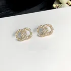 Diamond Stud Designer Brand Name Letter Cc Diamond Stud Earrings For Women Jewelry