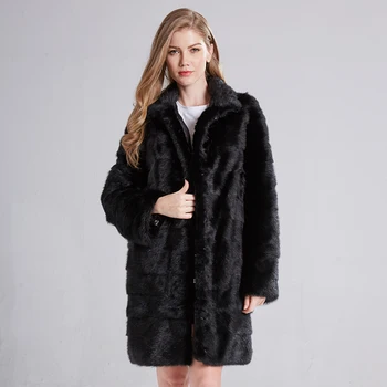 Wholesale Winter Long Fur Jacket 100% Real Genuine Fur Coat Women Mink
