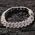 Gold 18k Gold High-end Iced Out AAA CZ Bling Bling Diamond Prong Cuban Link Bracelet For Dropping