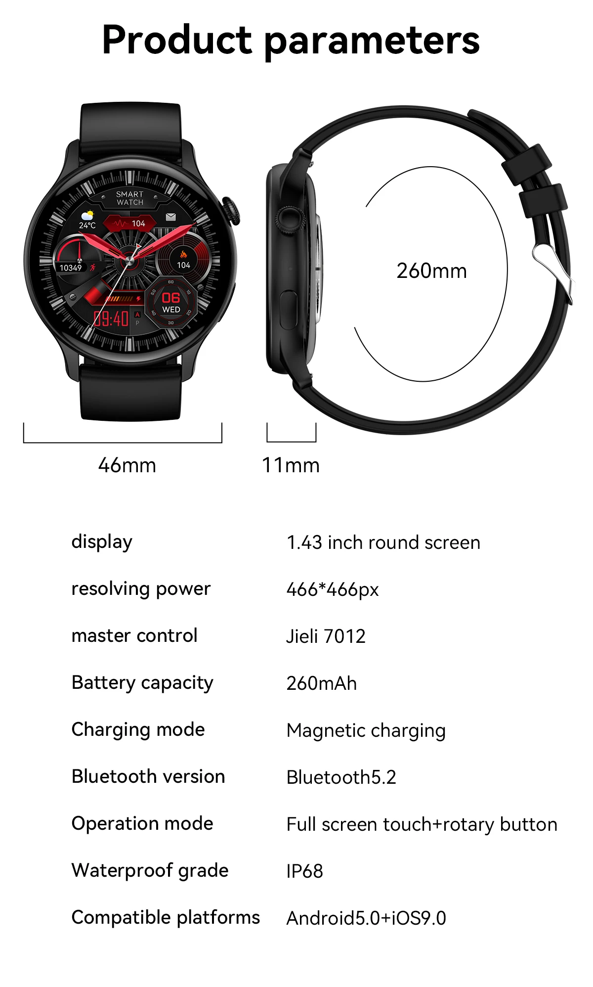 2024 Amoled Smart Watch Hk85 1.43inch Round Hd Full Touch Screen Ip68