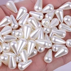DIY Jewelry Making 50pcs Cream White Plastic Faux Pearl Teardrop Imitation Pearl Waterdrop Beads