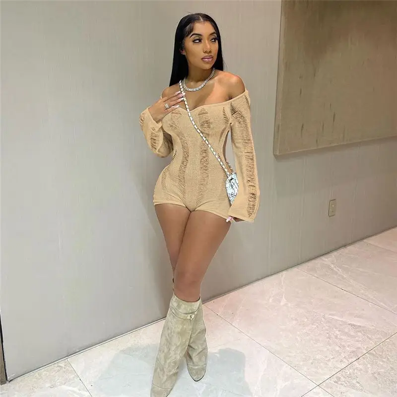 2023 Summer Women Clothes Hollow Out Jumpsuit Shorts Sexy Backless Crochet Knitted Rompers women jumpsuit