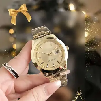 vintage stainless steel watches for man and woman Factory customize quartz watch with auto date high end luxury gold watch