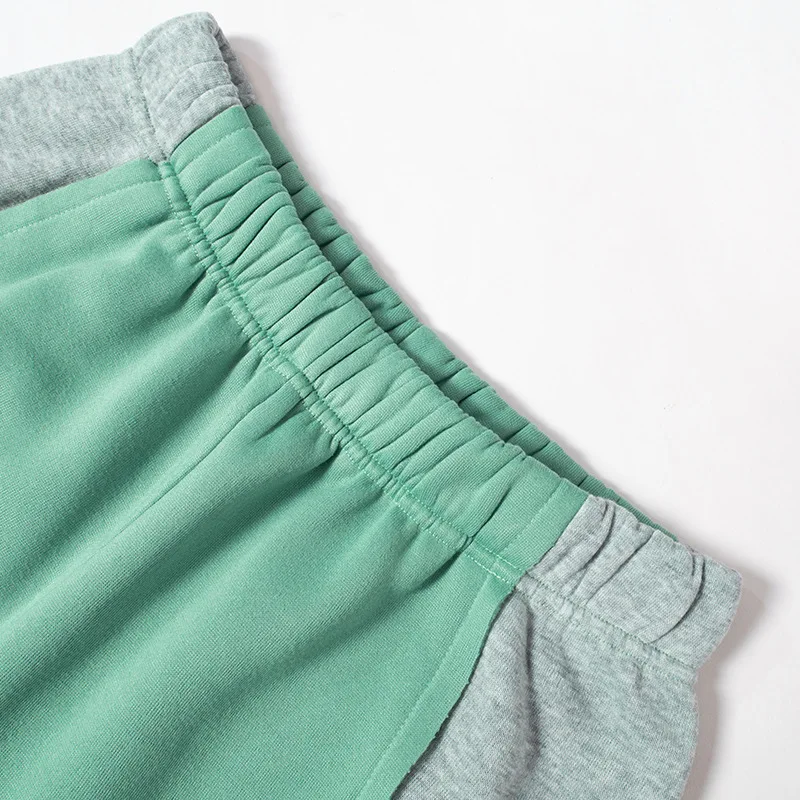 Women's Green Modern Wide Leg Flare Y2K SweatpantsAutumn Patchwork Flare Sweat Pants Men Pants for Ladies Sweat Pants factory