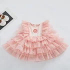 Casual Kids Dresses Casual Lace Tutu Tulle Party Casual Ruffle Sleeve 2021 Summer Kids Baby Girls Dresses