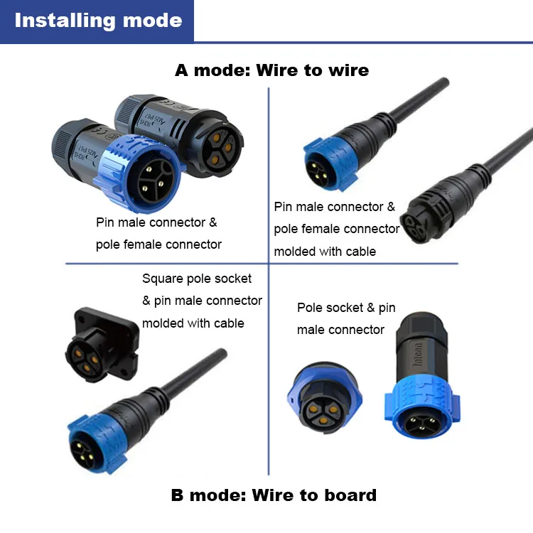 Jnicon M25 Push Lock 3pin 50a 30a Ip67 Waterproof Connector Electrical