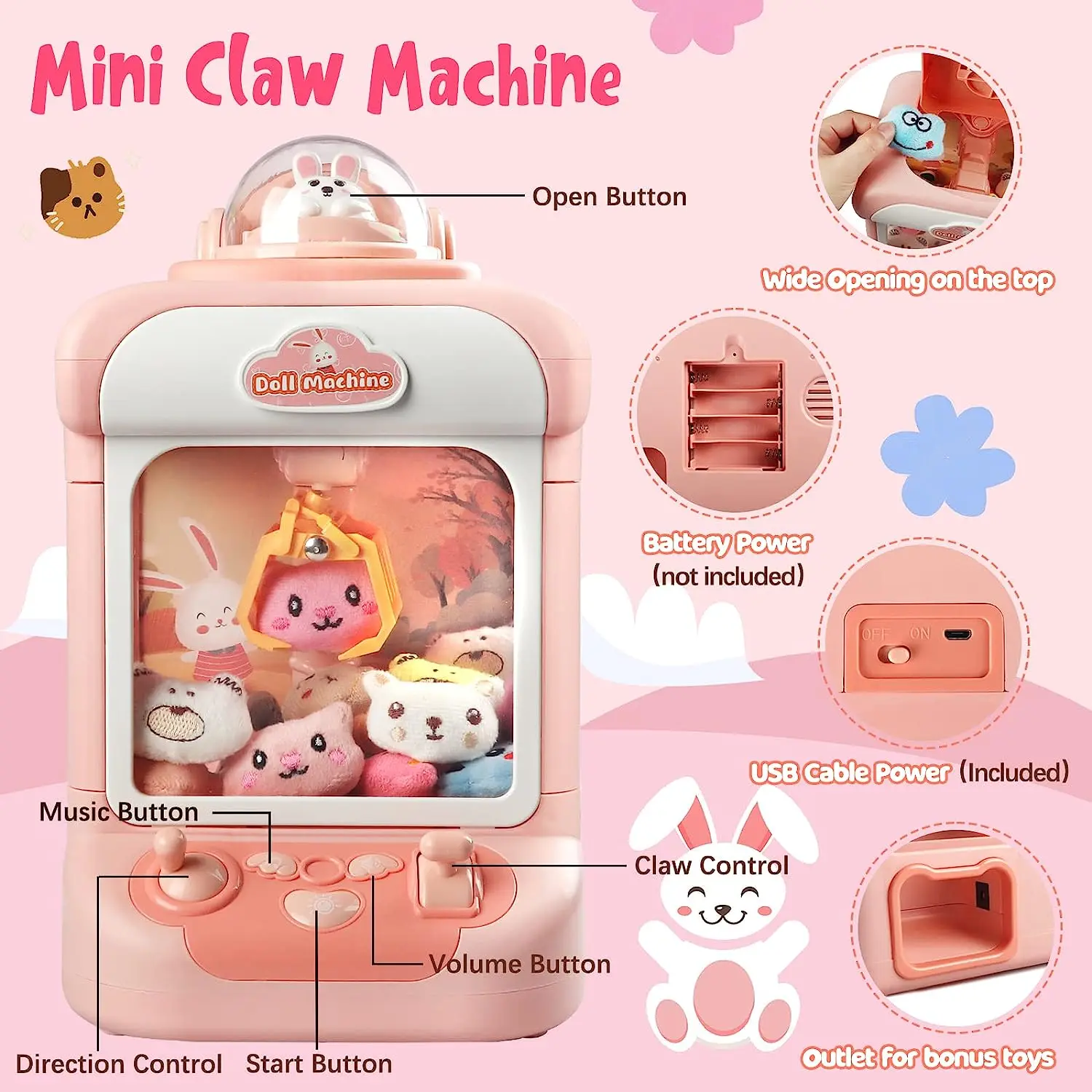 EPT Hot Sale Mini Super Crane Claw Machine Game Kit Toy with Plush Toys for Kids