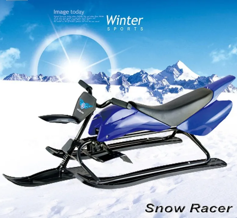 Winter Sledge Toboggan Sleigh Racer Ride Safe Brake Snowmobile Steering Wheel Snow Scooter