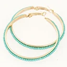 Beads Hoop Earrings 2021 Summer Fashion Trend Color Resin Rice Beads Big Hoop Women Jewelry Bohemian Earrings