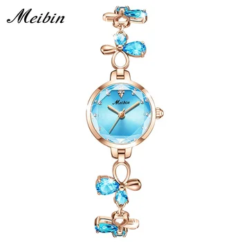 Meibin Fashion bracelet women's watch temperament small dial butterfly rhinestone quartz watch
