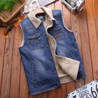 Vest New 2021 Men's Casual Cowboy Vest With Velvet Vest Fishing Outdoor With Multi Pocket