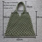 Fashion Popular Crochet Beach Bag Mesh Rope Hollow Straw Beach Bag Net Shoulder Bag