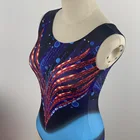 Custom Sublimation Printing Sleeveless Body Suit Leotard With Handmade Diamond For Gymnastics