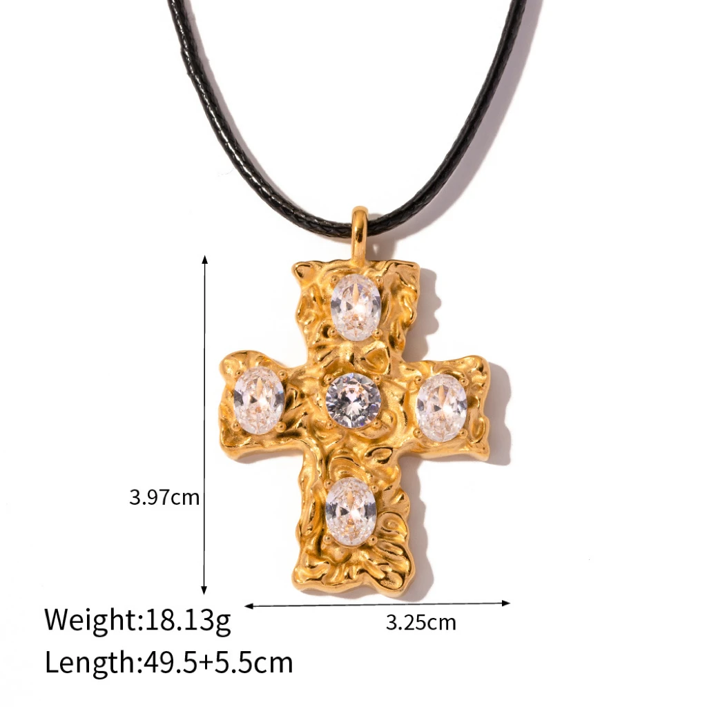 Tarnish free stainless steel gold plated cross pendant necklace for women