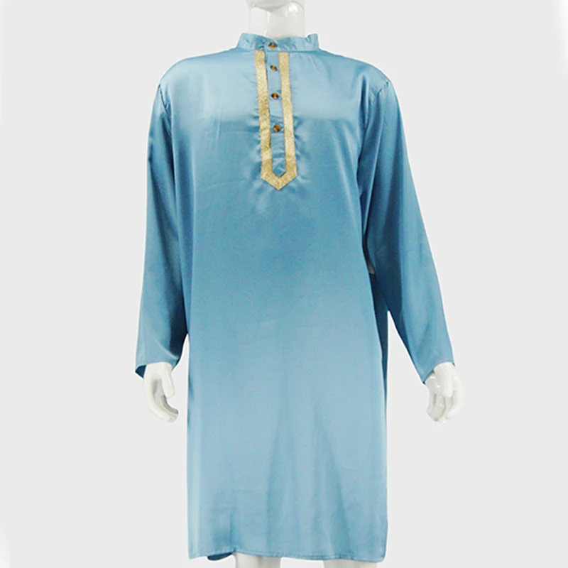 Dubai's New Men's Casual Abaya Southeast Asian Muslim Long Sleeve Loose Stand Collar Breathable Door Tube Robe Middle Eastern details