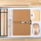 Office Gift A5 Notebook+Sign Pen+Vacuum Flask+USB Flash Drive+Name Card Holder +Mouse Office Stationery Gift Set