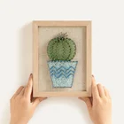 Art Craft Wallwa 3D Cactus Diy String Art Kit Diy Wood Craft Wood Art Prints