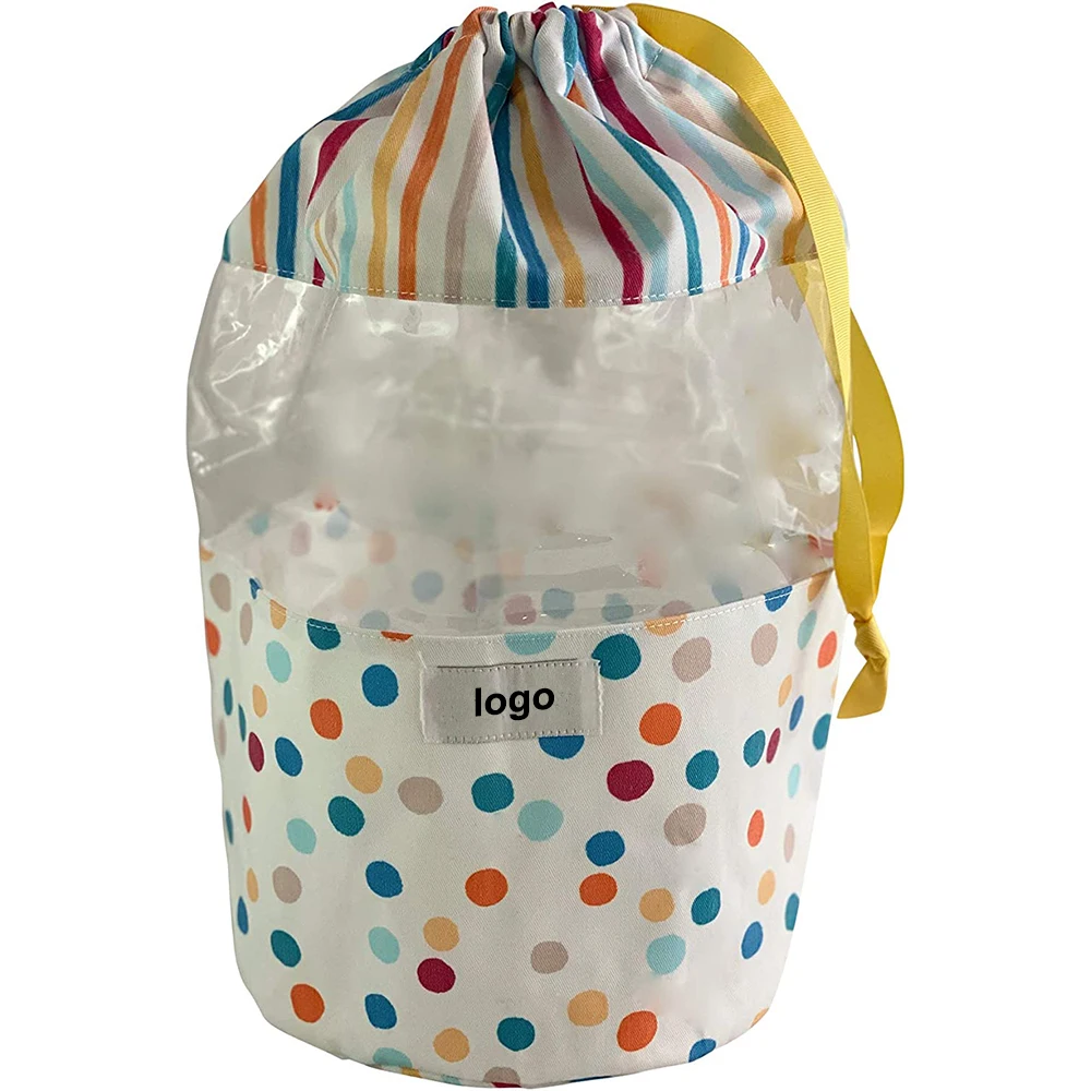 Custom Hot Sale Oxford polyester nylon canvas Children toy storage bag with play mat Drawstring toy storage bag