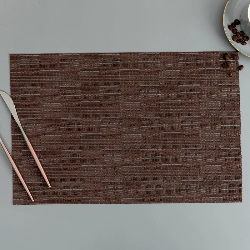 Wholesale Heat-resistant Place Mats Non-slip Washable PVC Rectangle Table Mats Woven Vinyl Placemat For Dinner