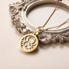 Necklace Round BAOYAN Zodiac Necklace Wholesale 18K Gold PVD Plated Round Stainless Steel Necklace With Shell