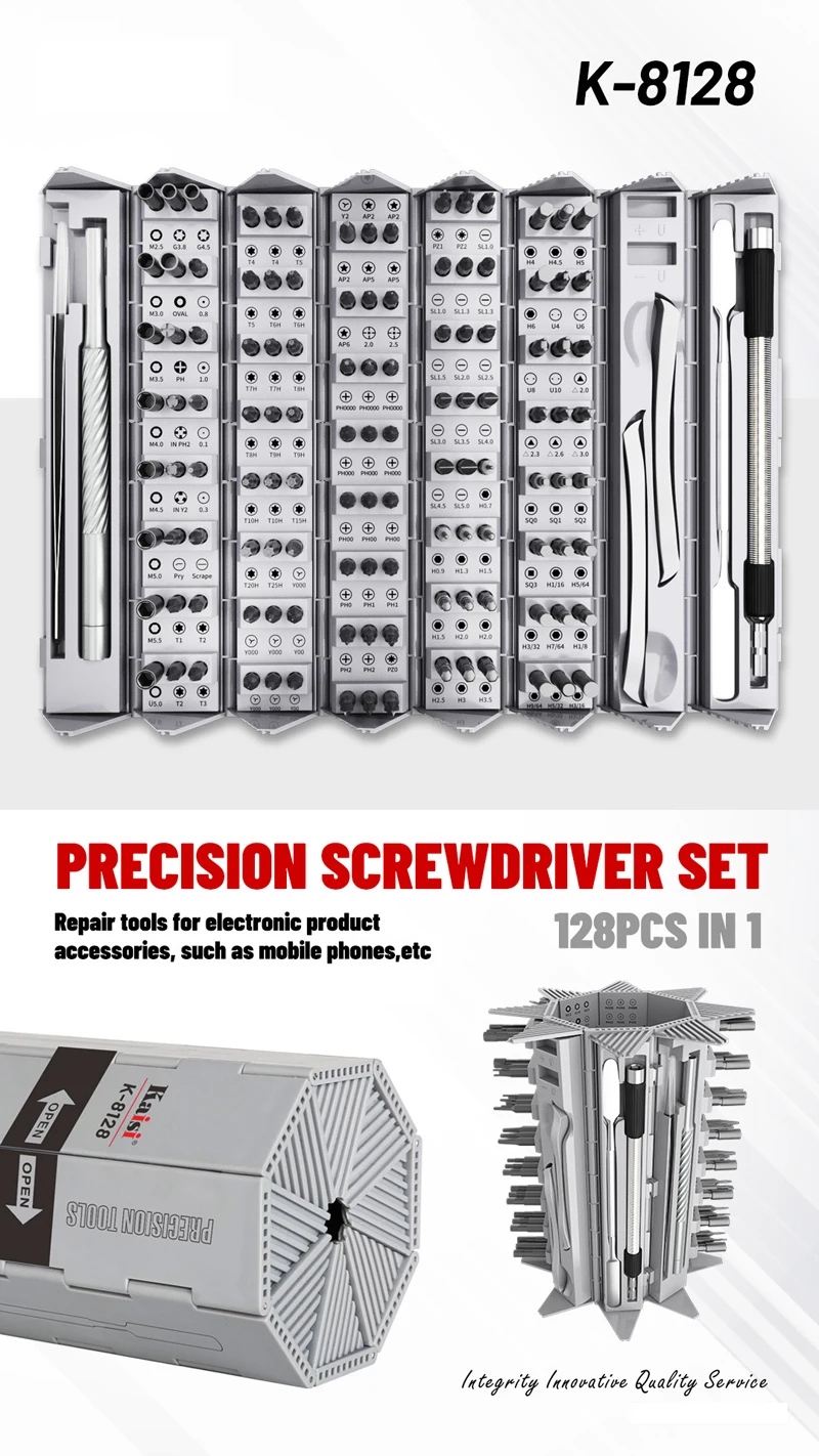 Kaisi K 8128 128 In 1 Precision Screwdriver Set Cr V Alloy Phone Laptop