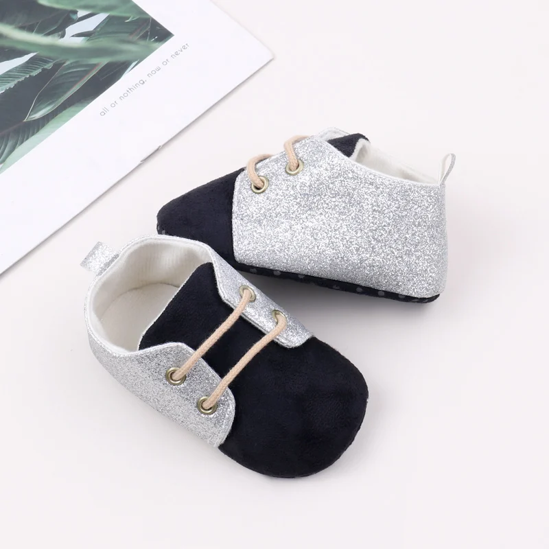 Fashional Bling Glitter PU Baby Dress Shoes for Boys Spring Season Sprint Autumn Lightweight Breathable Anti-Slip Design manufacture