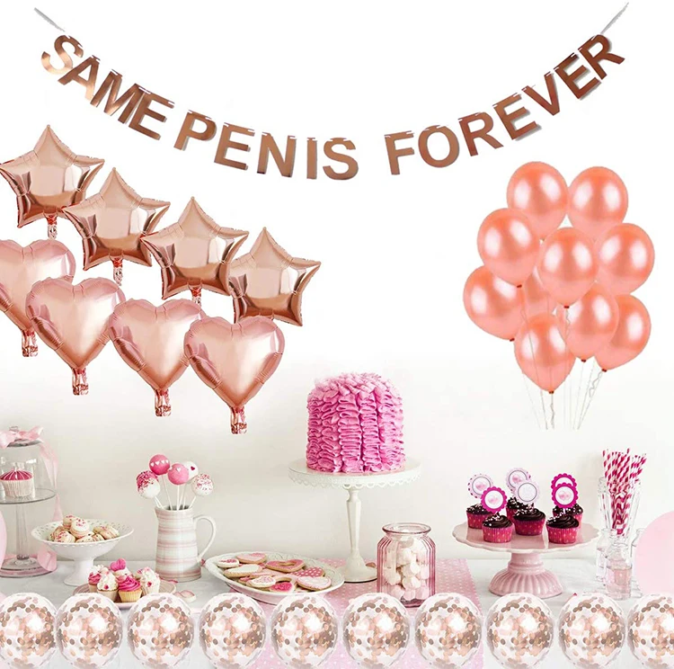 penes forever banner bride to be ring sashes confetti balloon