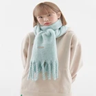 Scarf Long Winter Solid Color Thick Warm Scarf Long Thick Tassel Couple Shawl