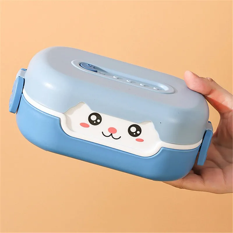 Eco Friendly Children Picnic Food Container Cute Kids Lunch Box Leakproof PP 2 Compartments Bento Box