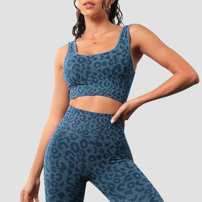 Premium Quality Leopard Print Seamless Slimming Women Sportswear Set Fitness Summer Yoga Sets