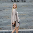 Ladies Hot Winter Thick Ladies Plus Size Knit Gray Duotone Poncho Luxury Women Pashmina Shawl