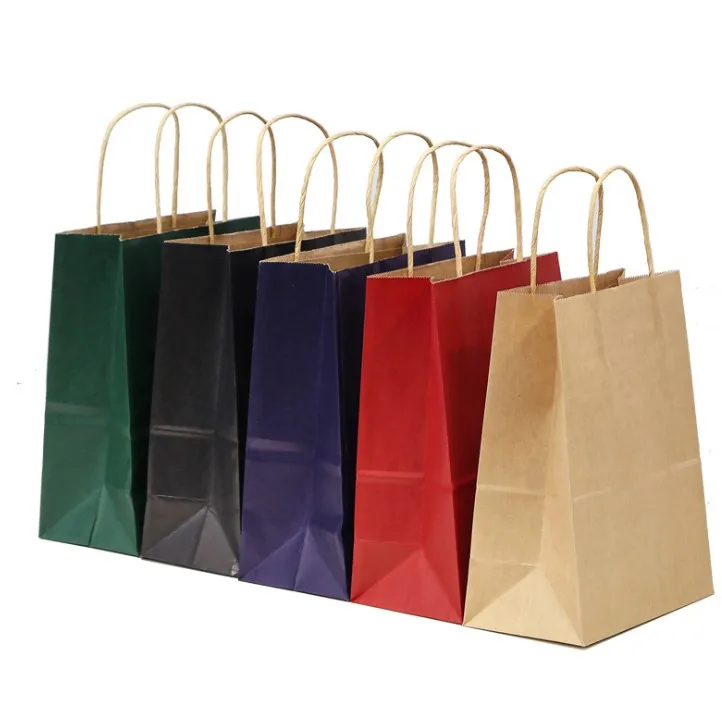 custom logo white brown kraft gift shopping paper bag with