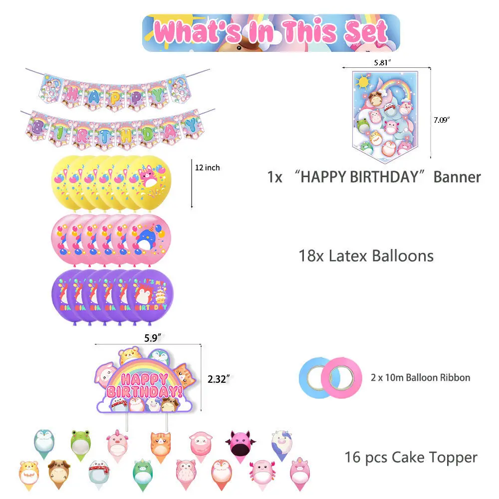 Cartoon Themed Birthday Party Supply Flag Pulling Flower Cake Card