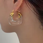 Clear Earrings Fashion Korean Women Clear Square Acrylic Earrings Gold Plated Resin Hoop Earrings